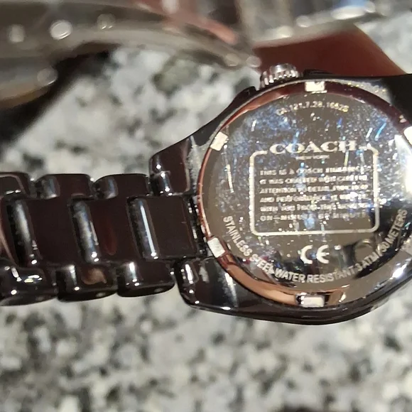 Coach Crystal-Accent Black Ceramic Bracelet Watch